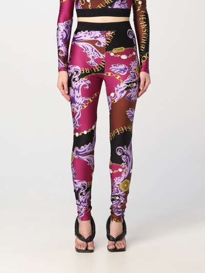 Shop Versace Jeans Couture Nylon Leggings With Print In Multicolor