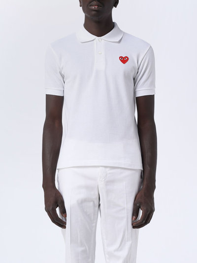 Shop Comme Des Garçons Play Polo Shirt Comme Des Garcons Play Men Color White