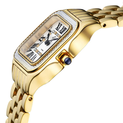 Pre-owned Gv2 By Gevril Women's Milan 12112b Swiss Quartz Ipyg Gold Steel Diamond Watch