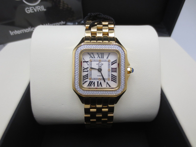 Pre-owned Gv2 By Gevril Women's Milan 12112b Swiss Quartz Ipyg Gold Steel Diamond Watch