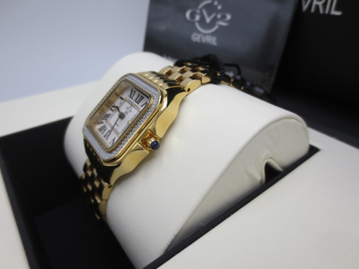 Pre-owned Gv2 By Gevril Women's Milan 12112b Swiss Quartz Ipyg Gold Steel Diamond Watch