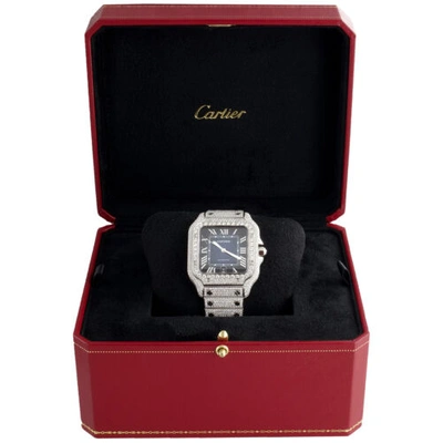 Pre-owned Cartier Santos De  Diamond Watch 40mm Stainless Steel Ref. Wssa0030 16.50 Ct. In White