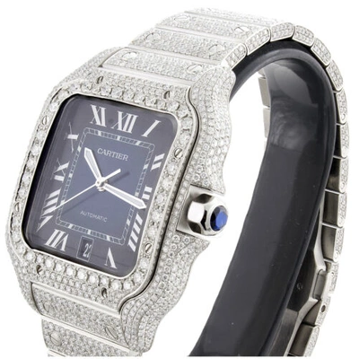 Pre-owned Cartier Santos De  Diamond Watch 40mm Stainless Steel Ref. Wssa0030 16.50 Ct. In White