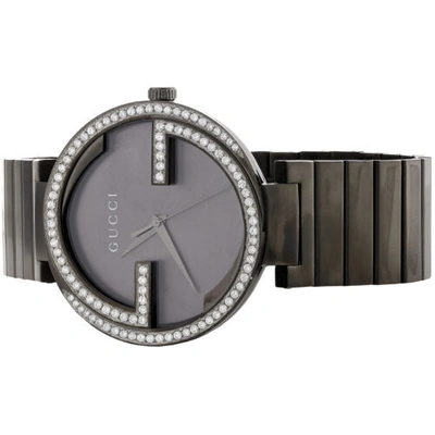 GUCCI Pre-owned Interlocking Anthracite 42mm Gray Pvd Steel Ya133210 Diamond Watch 1.50 Ct In White
