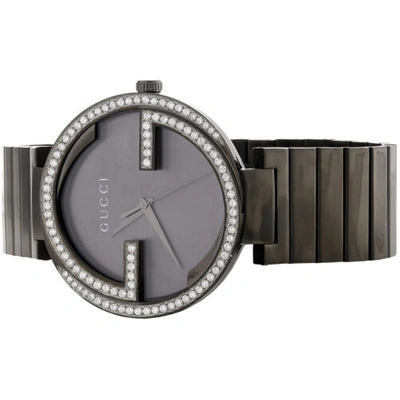 Pre-owned Gucci Interlocking Anthracite 42mm Gray Pvd Steel Ya133210 Diamond Watch 1.50 Ct In White