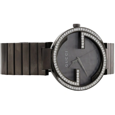 Pre-owned Gucci Interlocking Anthracite 42mm Gray Pvd Steel Ya133210 Diamond Watch 1.50 Ct In White