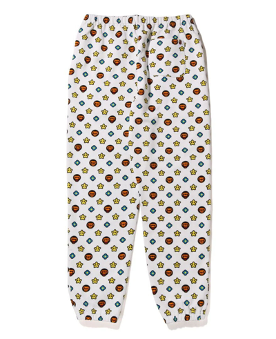 Pre-owned A Bathing Ape A Bathnig Ape Ladies' Milo Monogram Oversized Sweat Pants In White