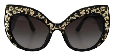 Pre-owned Dolce & Gabbana Dolce&gabbana Dg 4326 Women Black Sunglasses Acetate Sequined Butterfly Eyewears In Gray