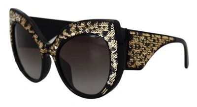 Pre-owned Dolce & Gabbana Dolce&gabbana Dg 4326 Women Black Sunglasses Acetate Sequined Butterfly Eyewears In Gray