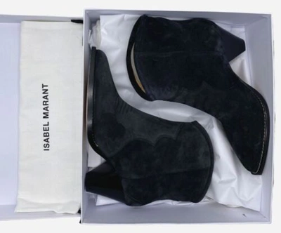 Pre-owned Isabel Marant $850  Women's Black Darizo Western Suede Boot Shoe Size Eu 36/us 6