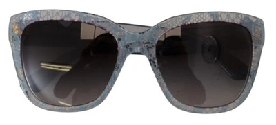 Pre-owned Dolce & Gabbana Dolce&gabbana Dg 4226 Women Blue Sunglasses Acetate Lace Rectangle Eyeglasses In Gray