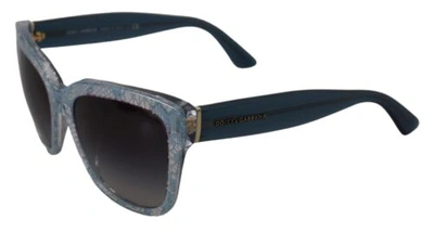 Pre-owned Dolce & Gabbana Dolce&gabbana Dg 4226 Women Blue Sunglasses Acetate Lace Rectangle Eyeglasses In Gray