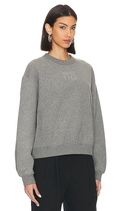 Shop Alexander Wang Glitter Essential Terry Sweatshirt In Grey