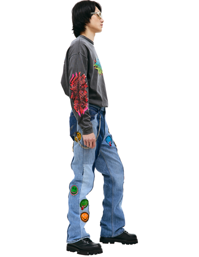 Shop Children Of The Discordance Patched Jeans In Blue