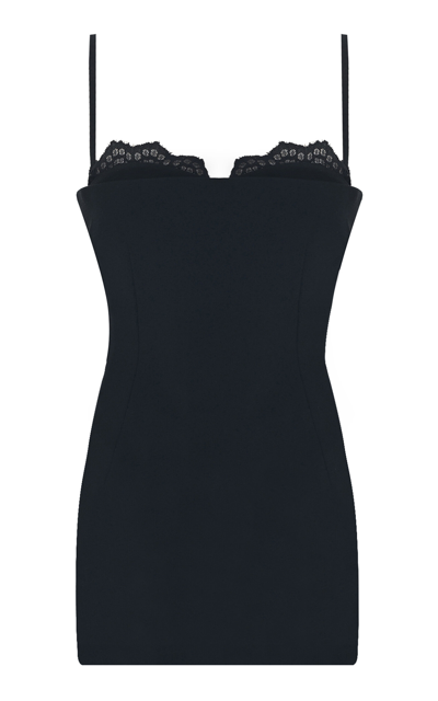 Shop The New Arrivals Ilkyaz Ozel Noélie Lace-trimmed Mini Dress In Black