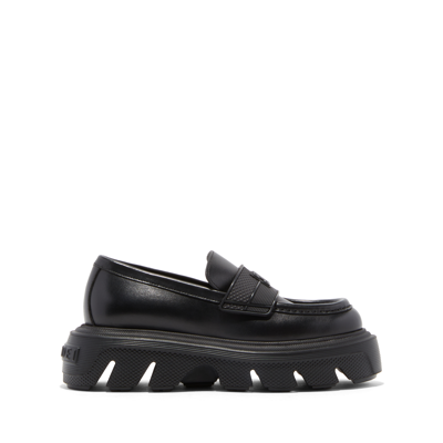 Shop Casadei Generation C Leather Loafer - Woman Xxl Sole Black 38.5
