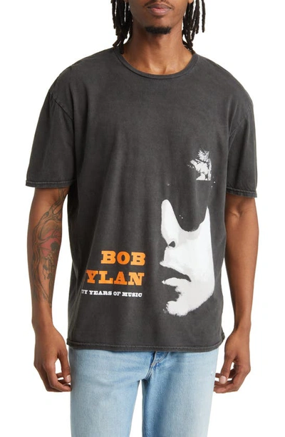 Shop Philcos Bob Dylan 50 Years Cotton Graphic T-shirt In Black Pigment