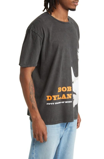 Shop Philcos Bob Dylan 50 Years Cotton Graphic T-shirt In Black Pigment