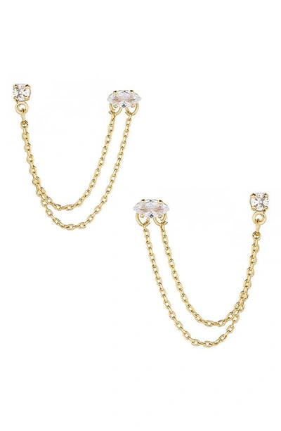 Ettika Draped Chain Double Piercing Earrings In 18k Gold Plate In Gold