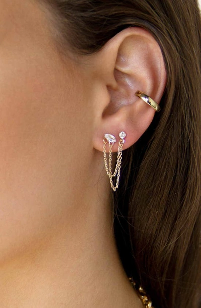 Ettika Draped Chain Double Piercing Earrings In 18k Gold Plate In Gold