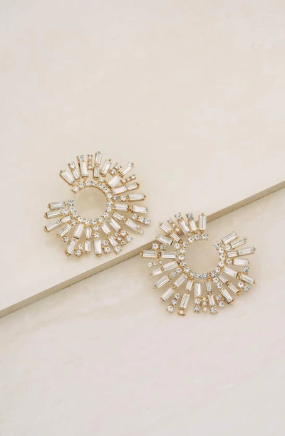 Ettika Crystal Frontal Hoop Earrings In Gold