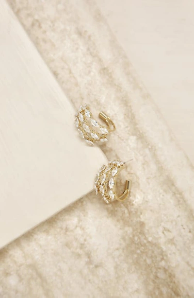 Ettika Crystal Huggie Hoop Earrings In Gold