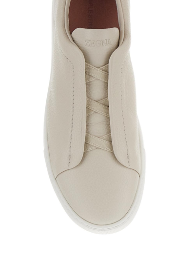 Shop Zegna Triple Stitch Sneakers In Cream