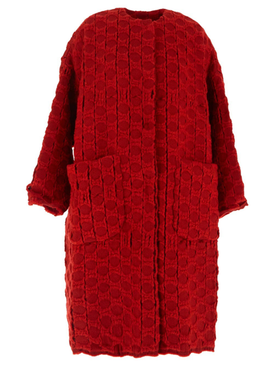 Shop Uma Wang Cardigan Coat In Red