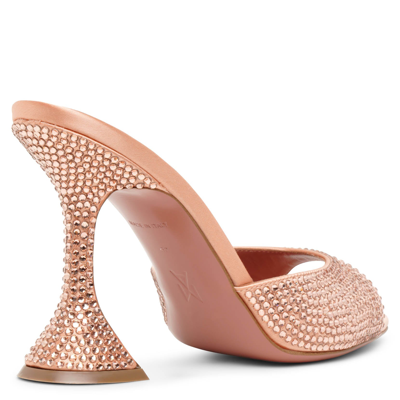 Shop Amina Muaddi Caroline 95 Peach Crystal Mules