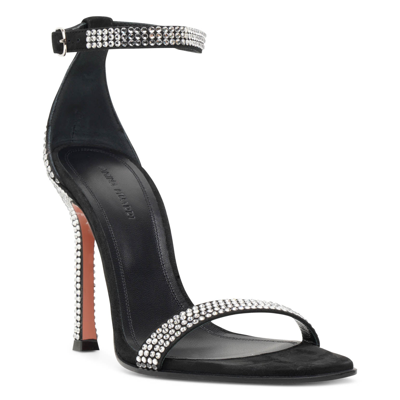 Shop Amina Muaddi Kim Crystal 105 Black Crystal Sandals