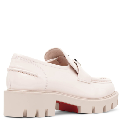 Shop Christian Louboutin Cl Moc Lug Flat Light Pink Patent Leather Loafers