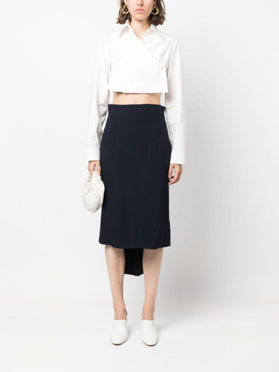 Moschino Pleated Asymmetric Midi Skirt In Blue
