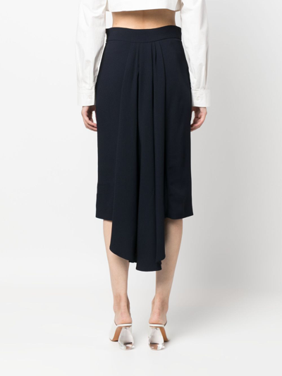 Moschino Pleated Asymmetric Midi Skirt In Blue