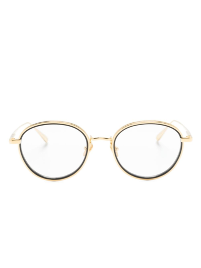 Shop Linda Farrow Moss Round-frame Glasses In Gold