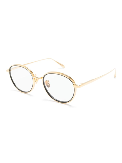 Shop Linda Farrow Moss Round-frame Glasses In Gold