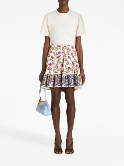 Shop Etro Berry-print Ruffled Miniskirt In White