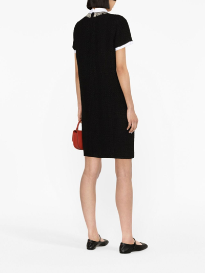 Shop N°21 Fringe-detail Short-sleeve Dress In Black