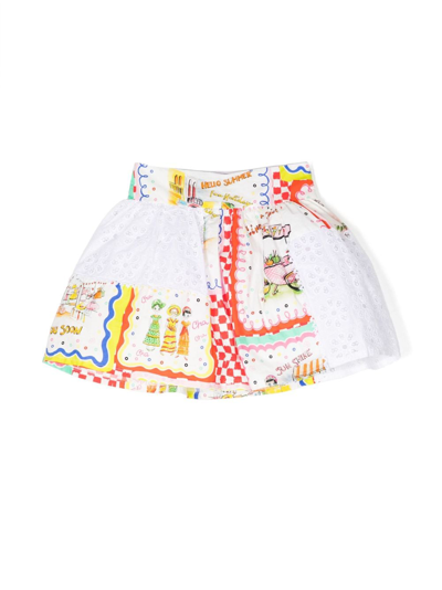 Shop Simonetta Graphic-print Panelled Skirt In White