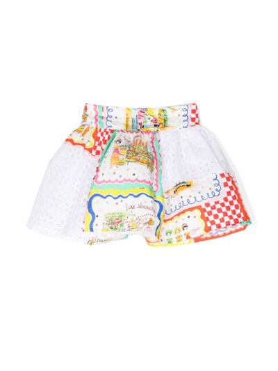 Simonetta Flared Panelled Skirt In White