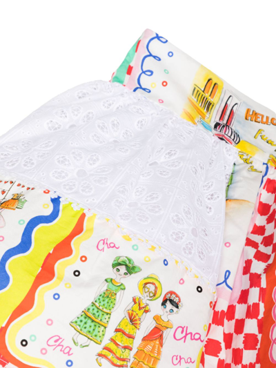 Simonetta Flared Panelled Skirt In White