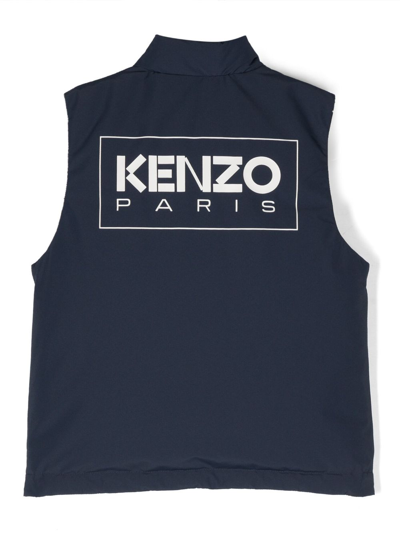 Shop Kenzo Logo-print Sleeveless Padded Gilet In Blue