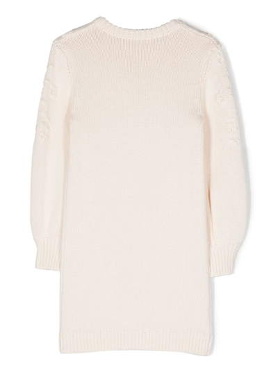 Shop Chloé Long-sleeve Knitted Dress In Neutrals