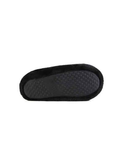 Karl Lagerfeld Logo-embroidered Faux-fur Slippers In Black