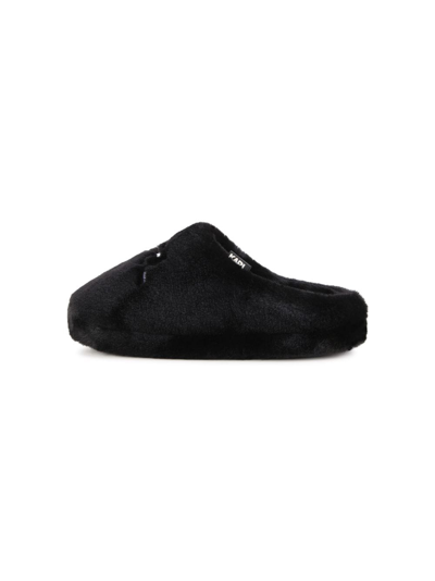 Karl Lagerfeld Logo-embroidered Faux-fur Slippers In Black