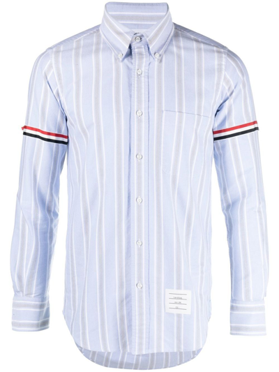 Shop Thom Browne Stripe-trim Detail Shirt In Blue