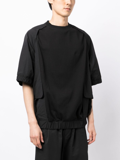 Shop Songzio Short-sleeved Panelled T-shirt In Black