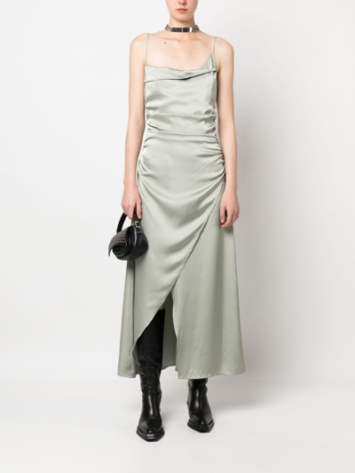 Shop Han Kjobenhavn Asymmetric-design Silk Dress In Green
