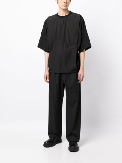 Shop Songzio Layered Ruched Cotton T-shirt In Black