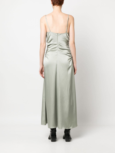 Shop Han Kjobenhavn Asymmetric-design Silk Dress In Green