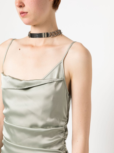 Shop Han Kjobenhavn Asymmetric-design Silk Dress In Green